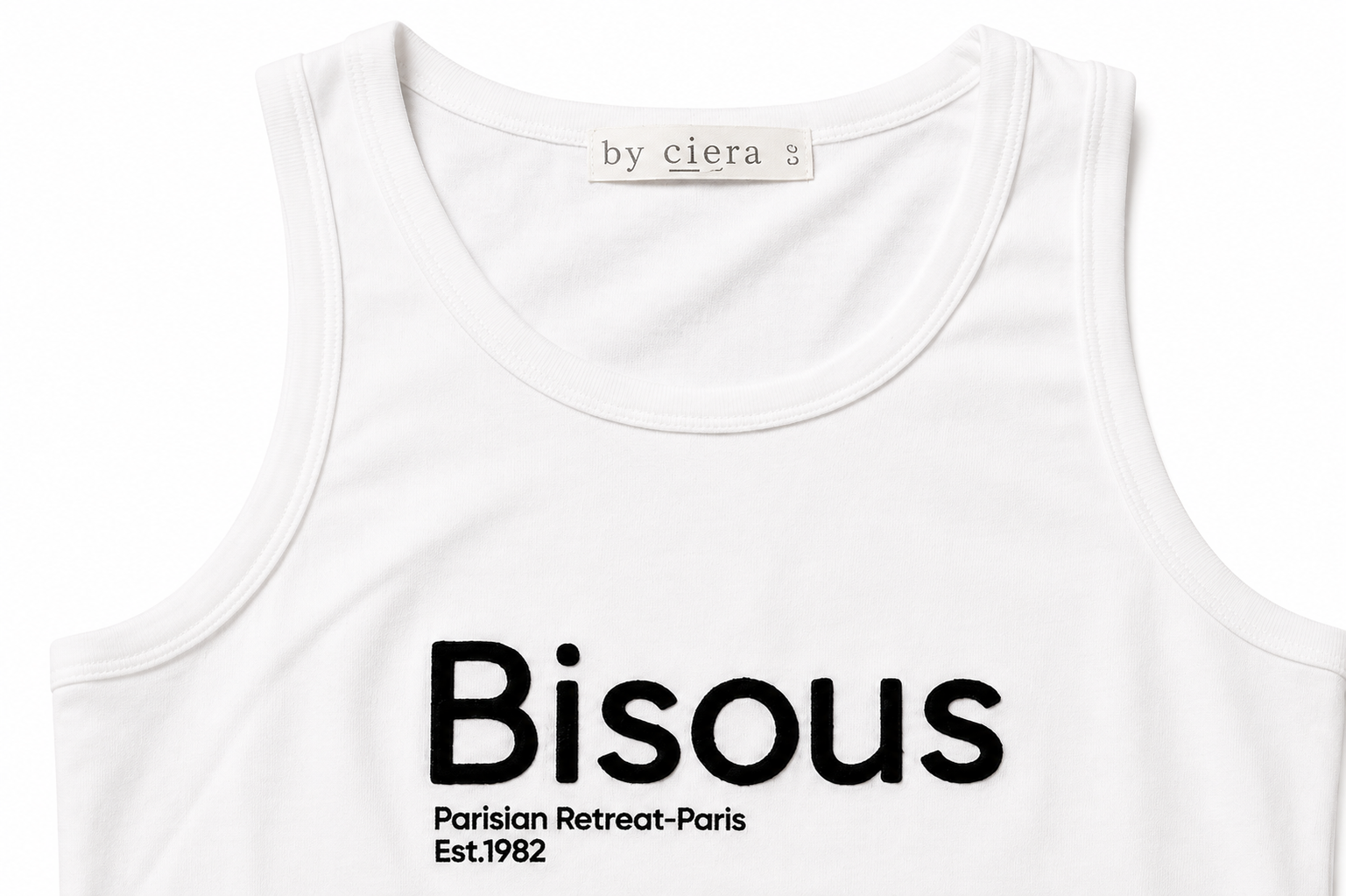 Débardeur blanc imprimé "Bisous"