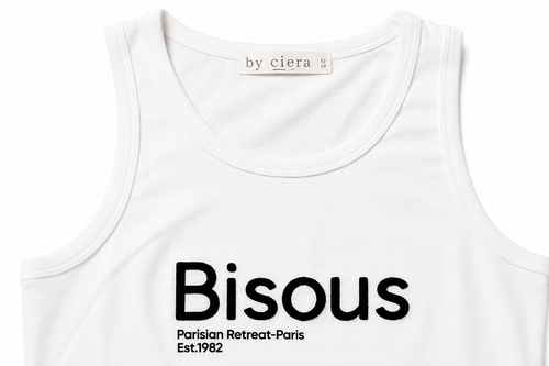 "Bisous" White Graphic Tank Top