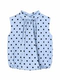 Blue Polka Dot Sleeveless Taille Unique Blouse