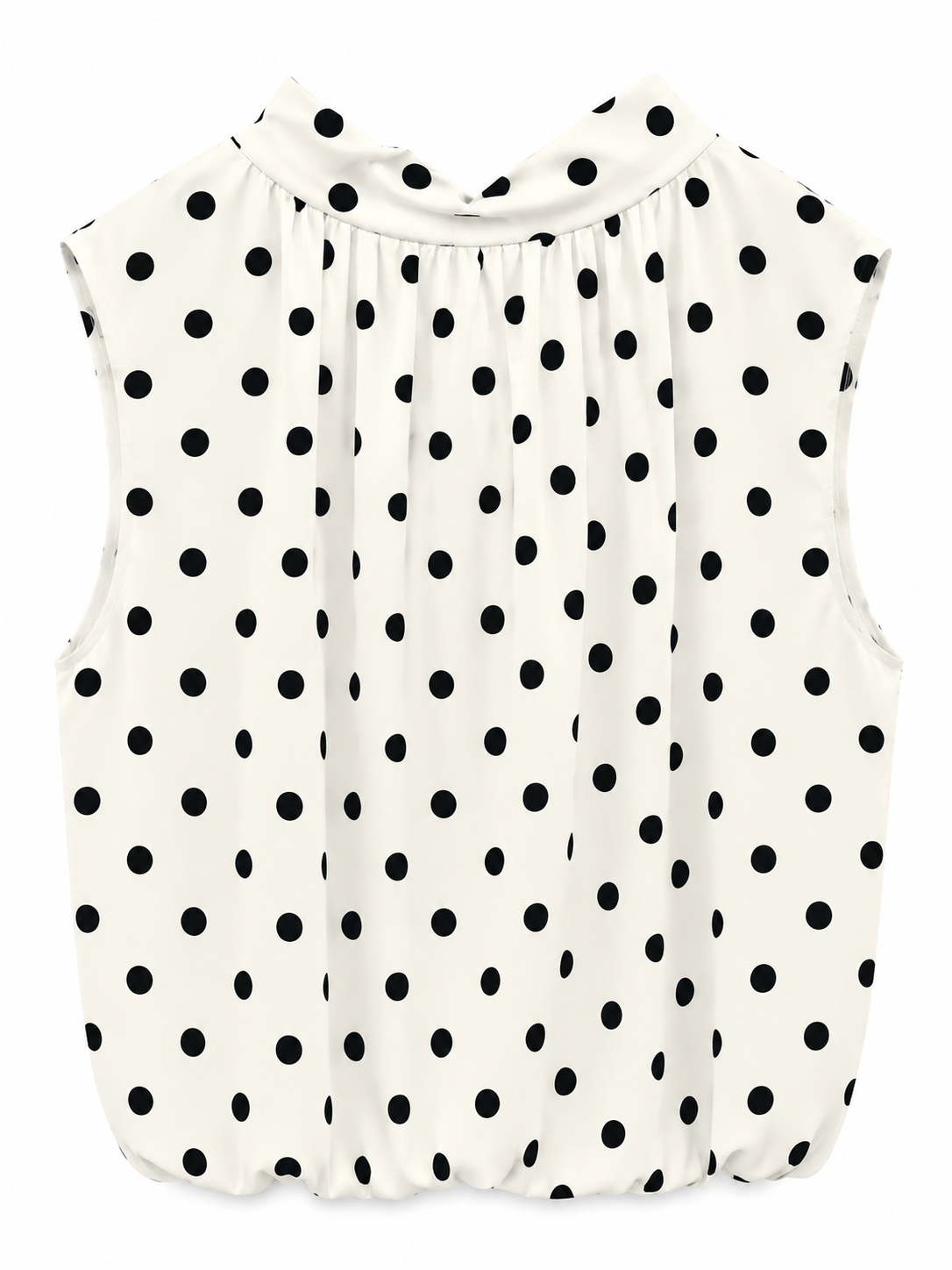 Blouse sans manches à pois blancs, taille unique