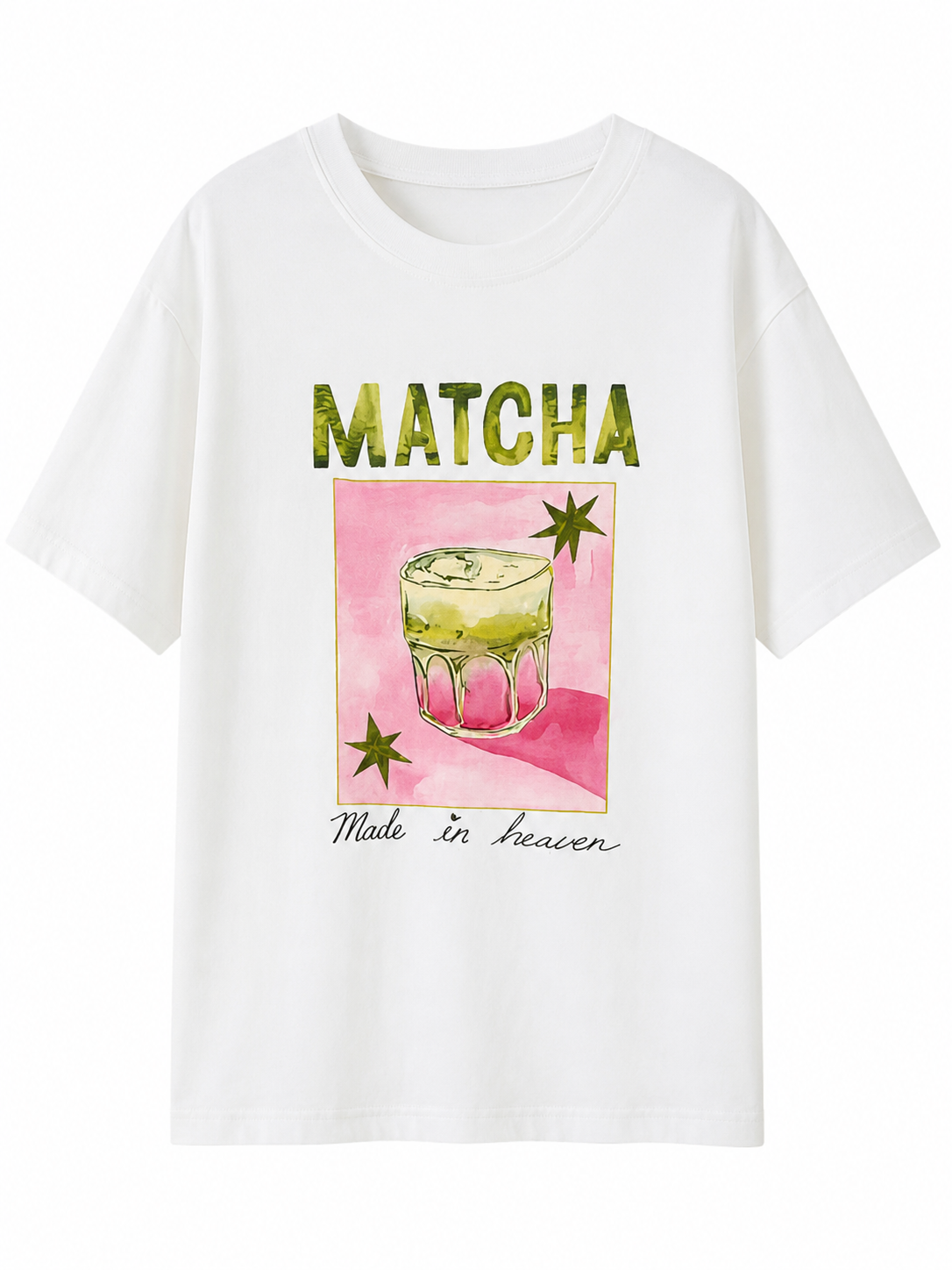 Matcha-Grafik-T-Shirt – Weiß