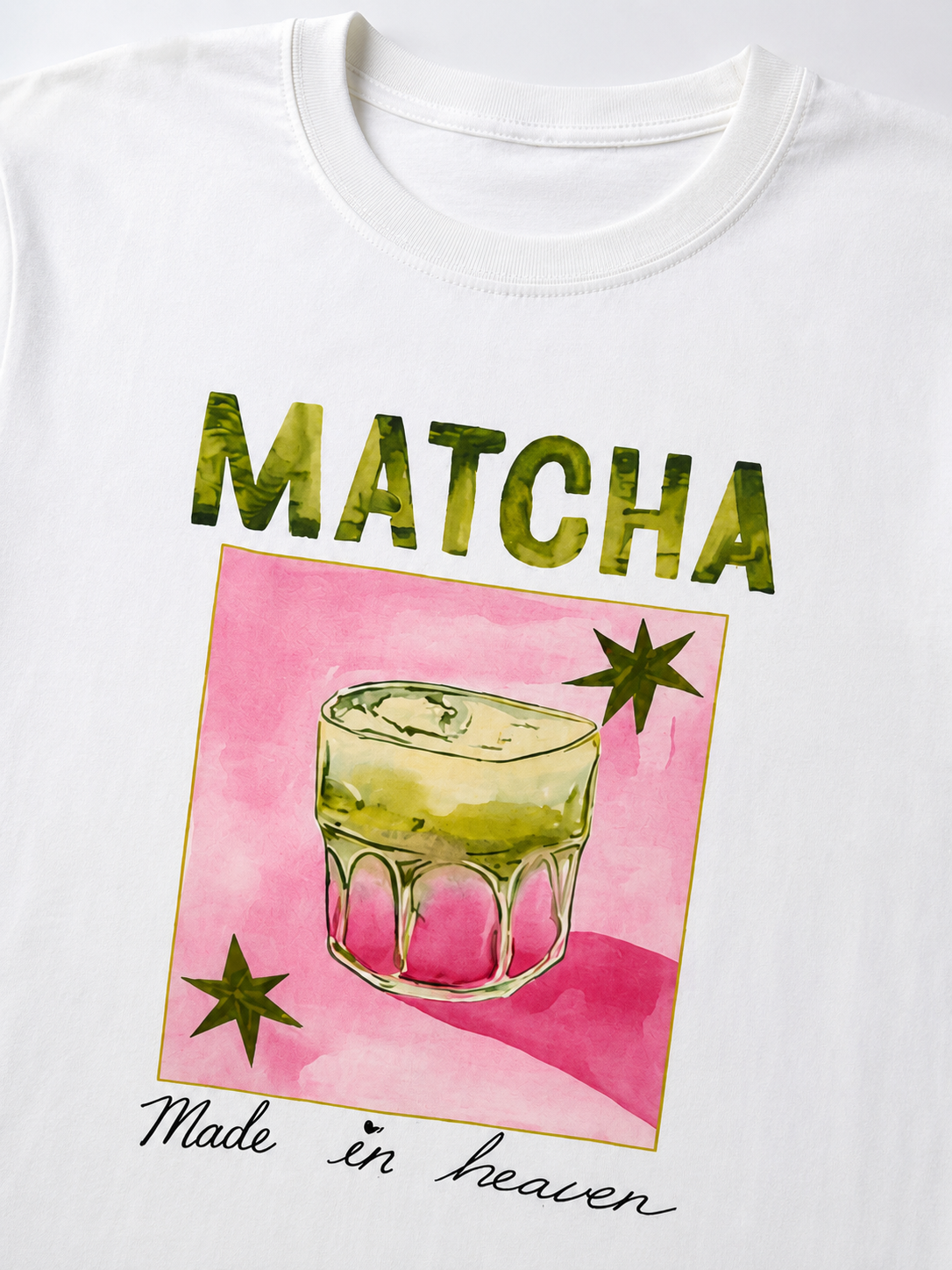 Matcha-Grafik-T-Shirt – Weiß