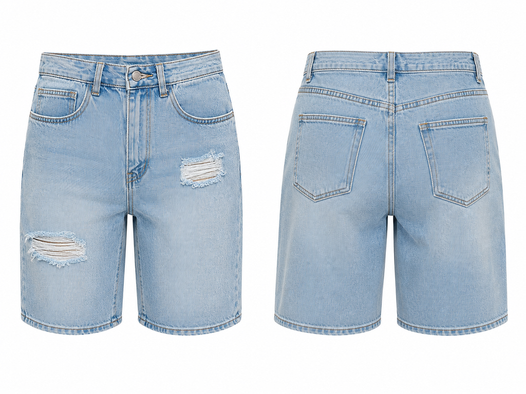 Ripped Denim Shorts