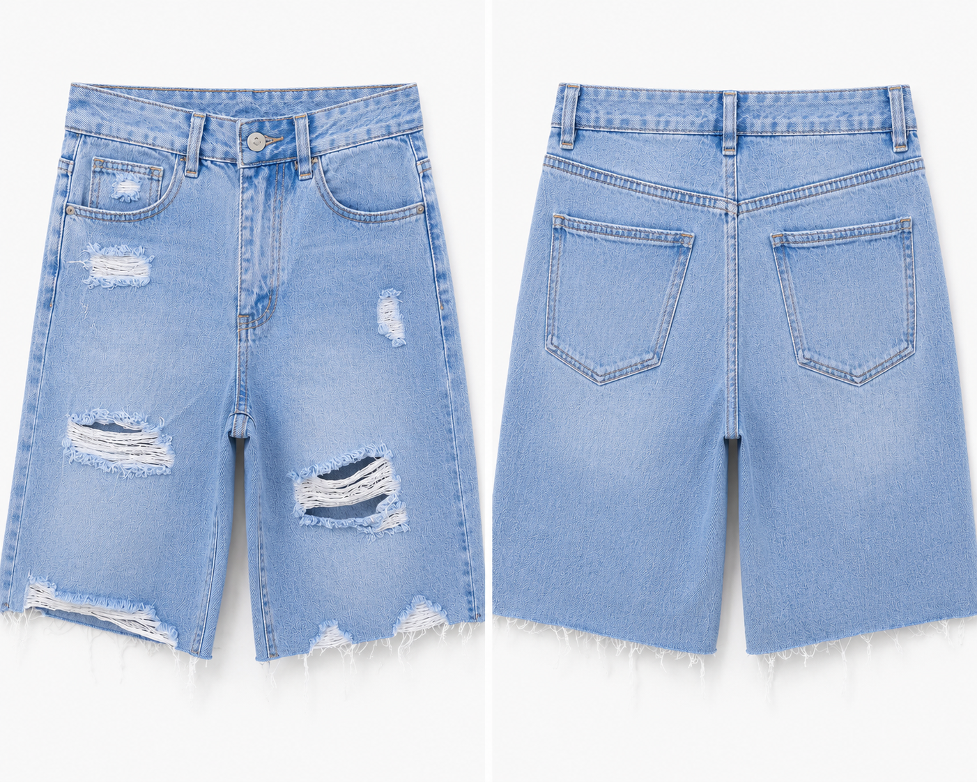 Short en jean taille haute déchiré
