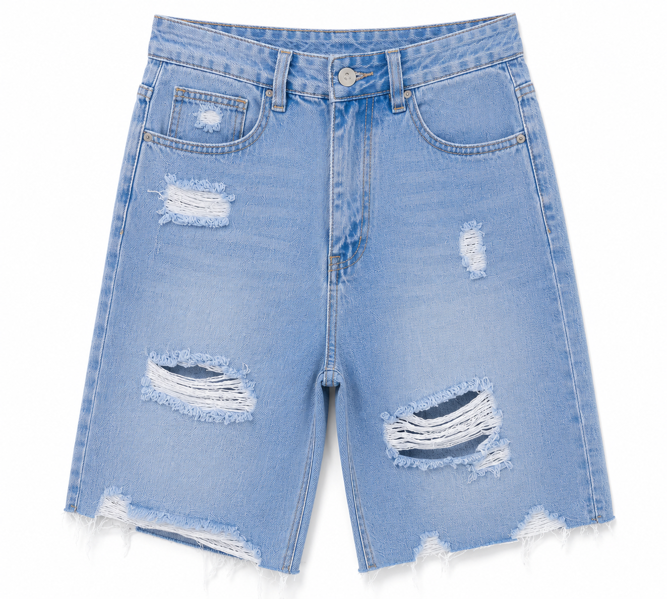 Short en jean taille haute déchiré