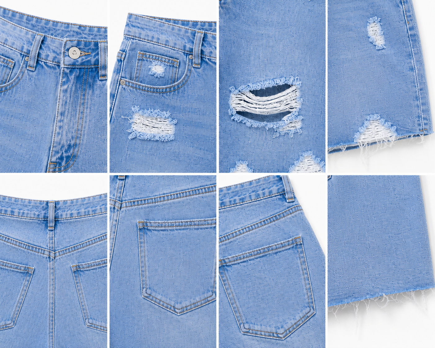 Short en jean taille haute déchiré