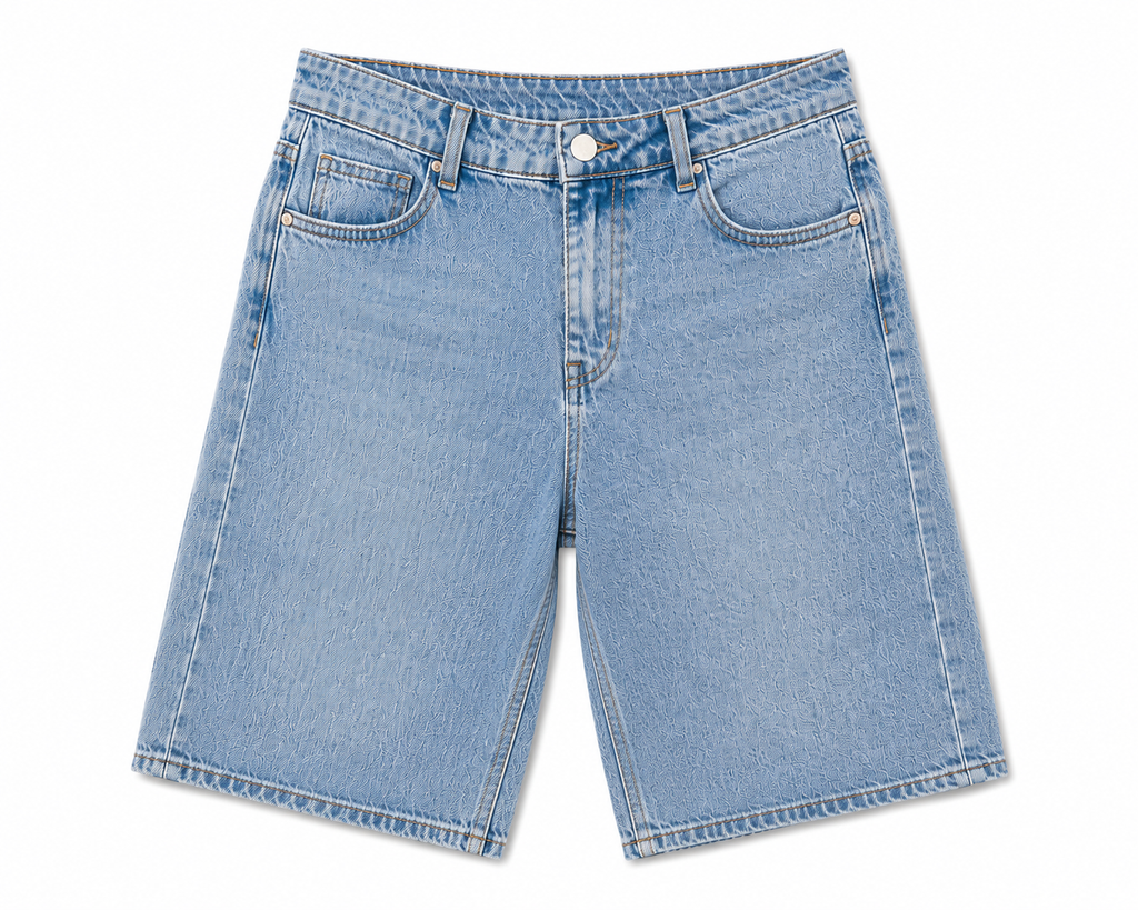 High-Waisted Classic Denim Bermuda Shorts