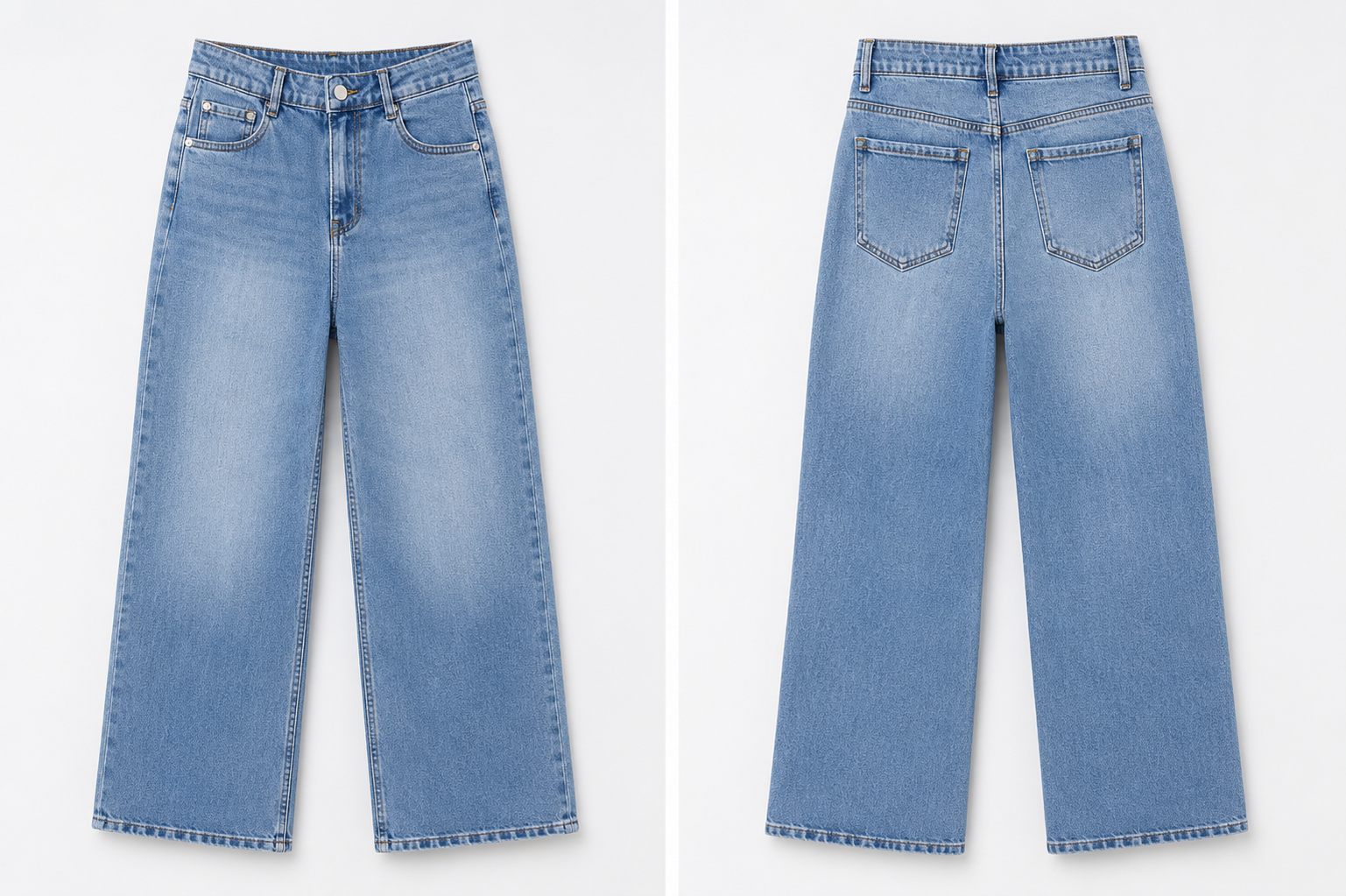 High-Waisted Wide-Leg Classic Jeans