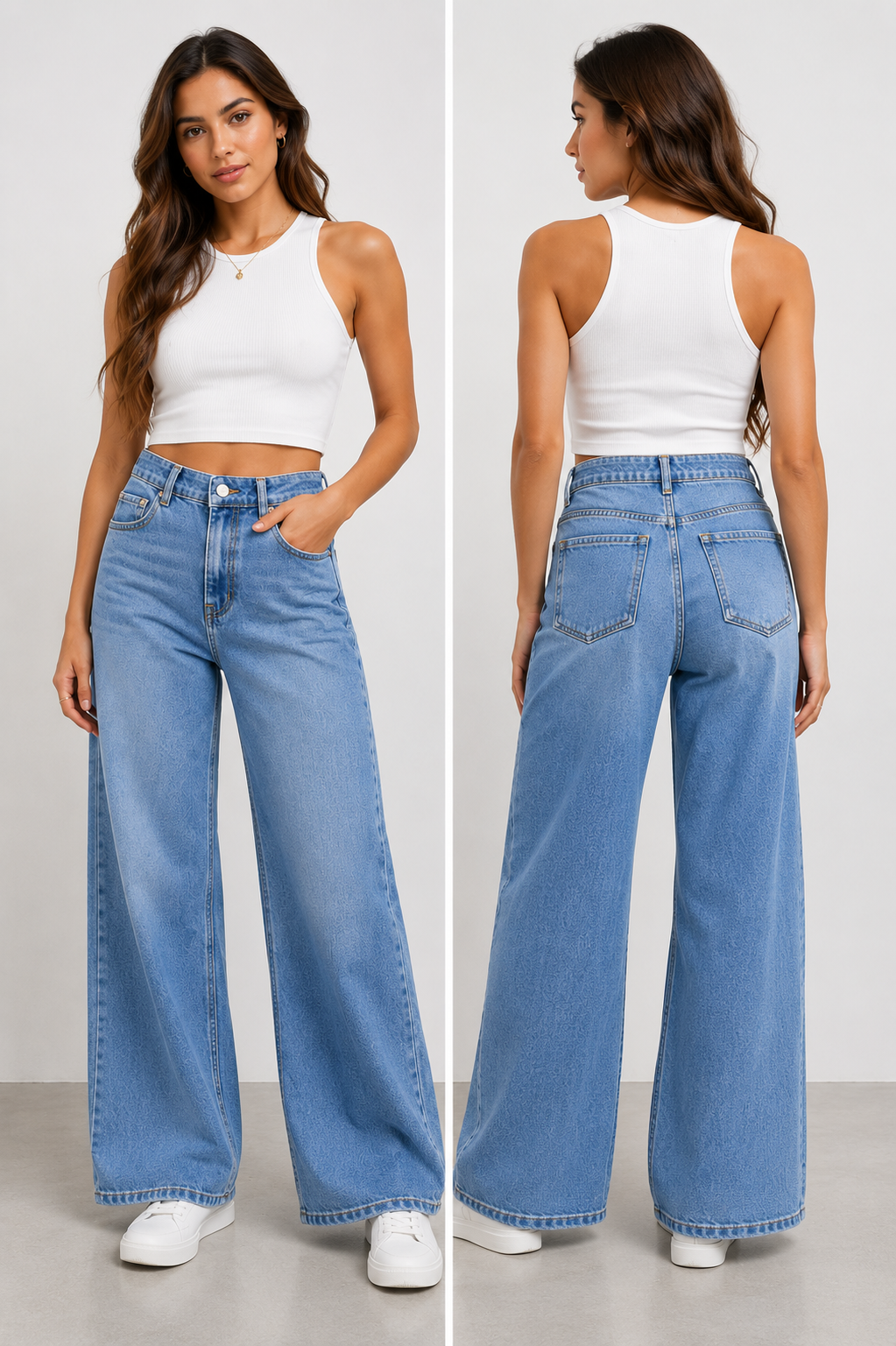 High-Waisted Wide-Leg Classic Jeans