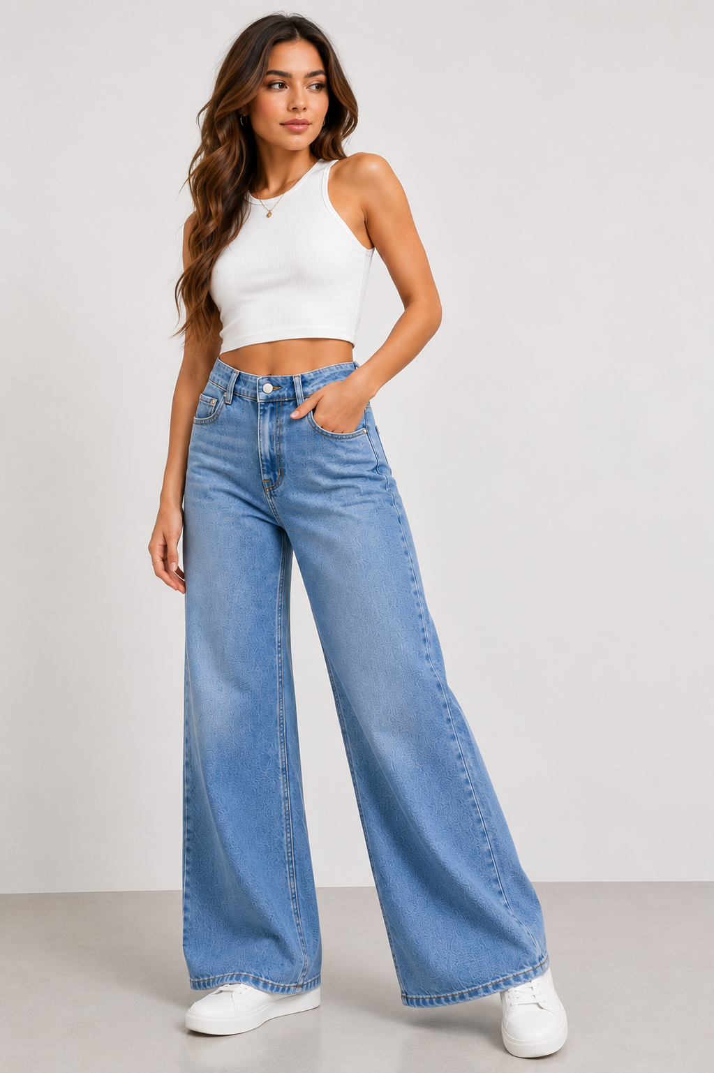 High-Waisted Wide-Leg Classic Jeans