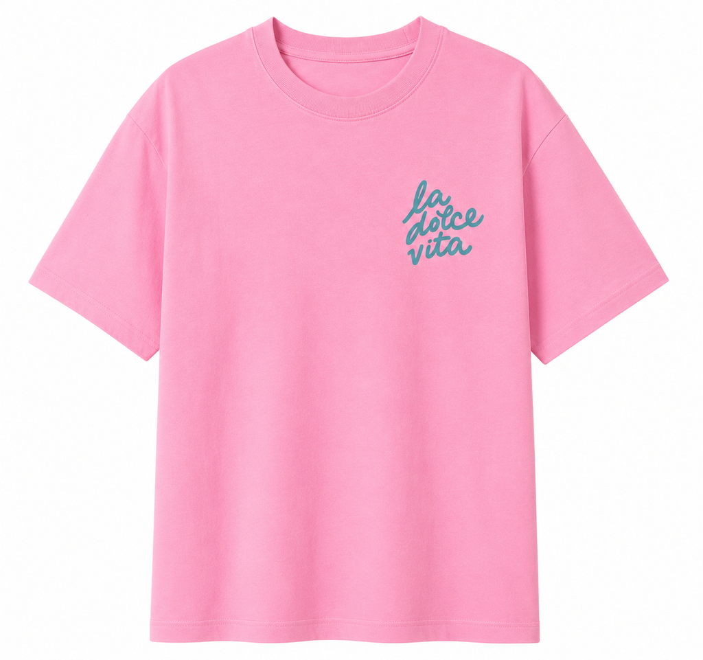 La Dolce Vita Oversized Pink Graphic Tee