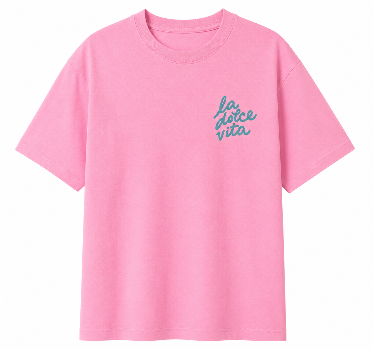 T-shirt oversize rose à motif La Dolce Vita