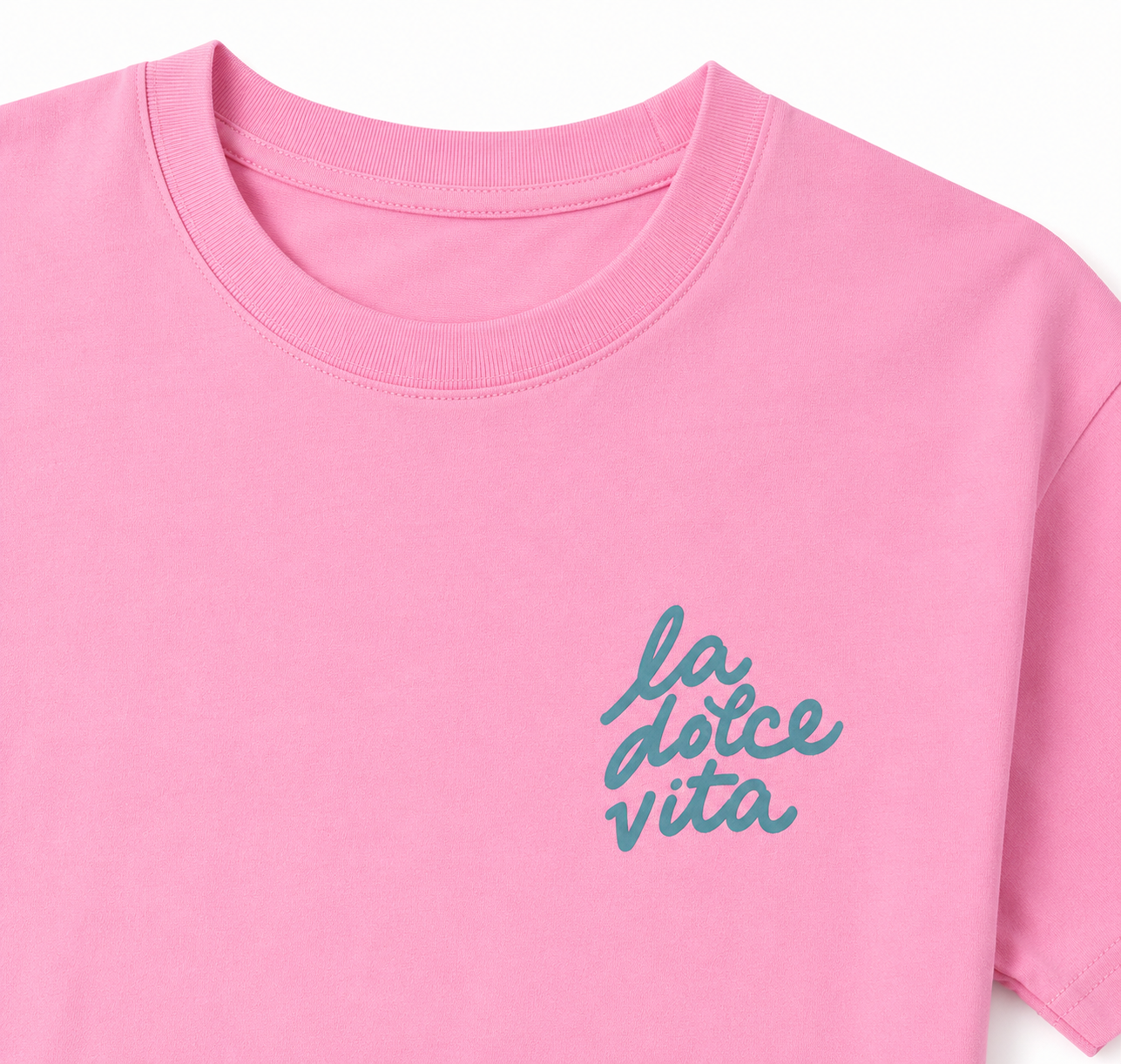 T-shirt oversize rose à motif La Dolce Vita