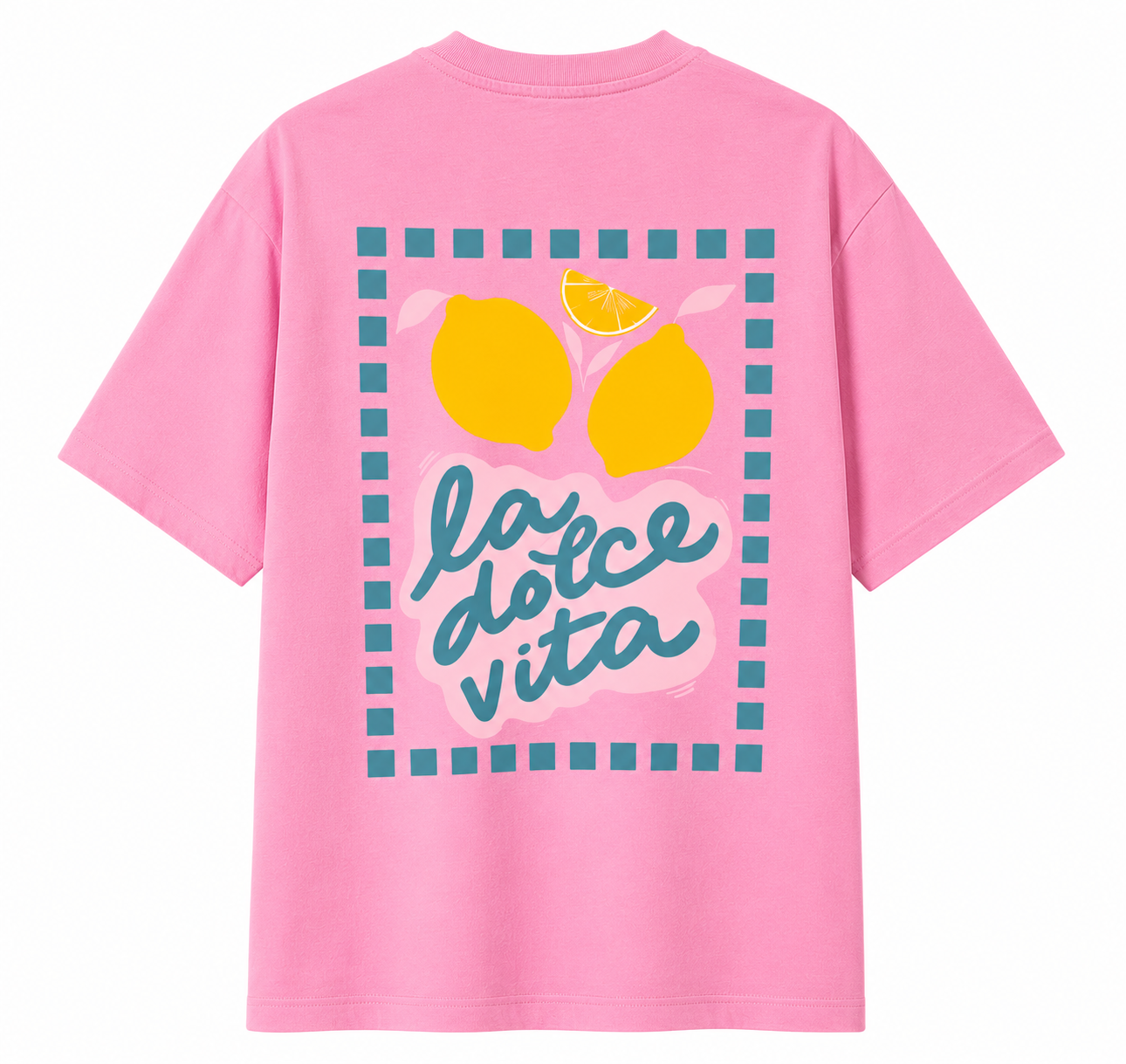 T-shirt oversize rose à motif La Dolce Vita