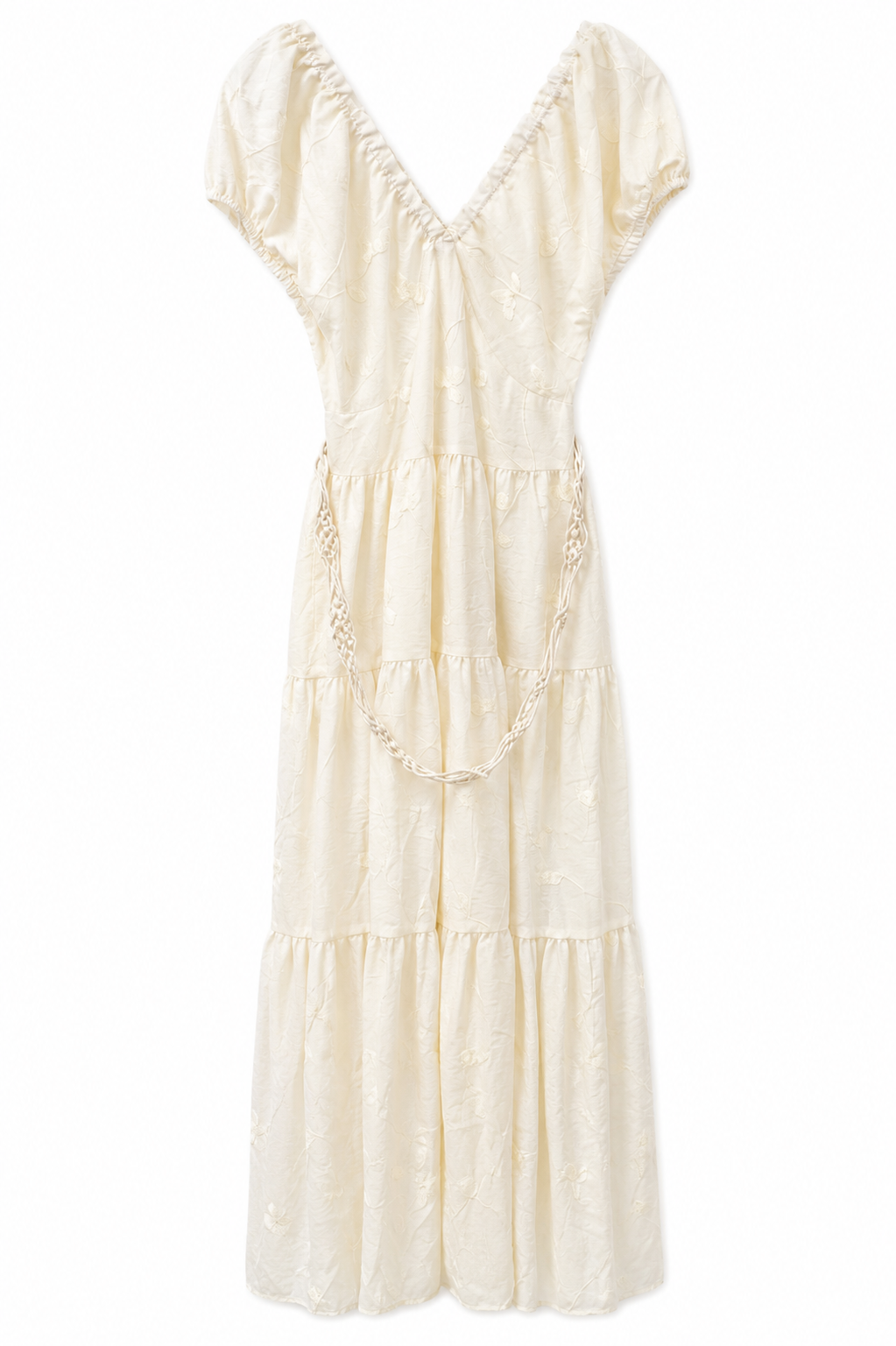 Robe longue ivoire brodée