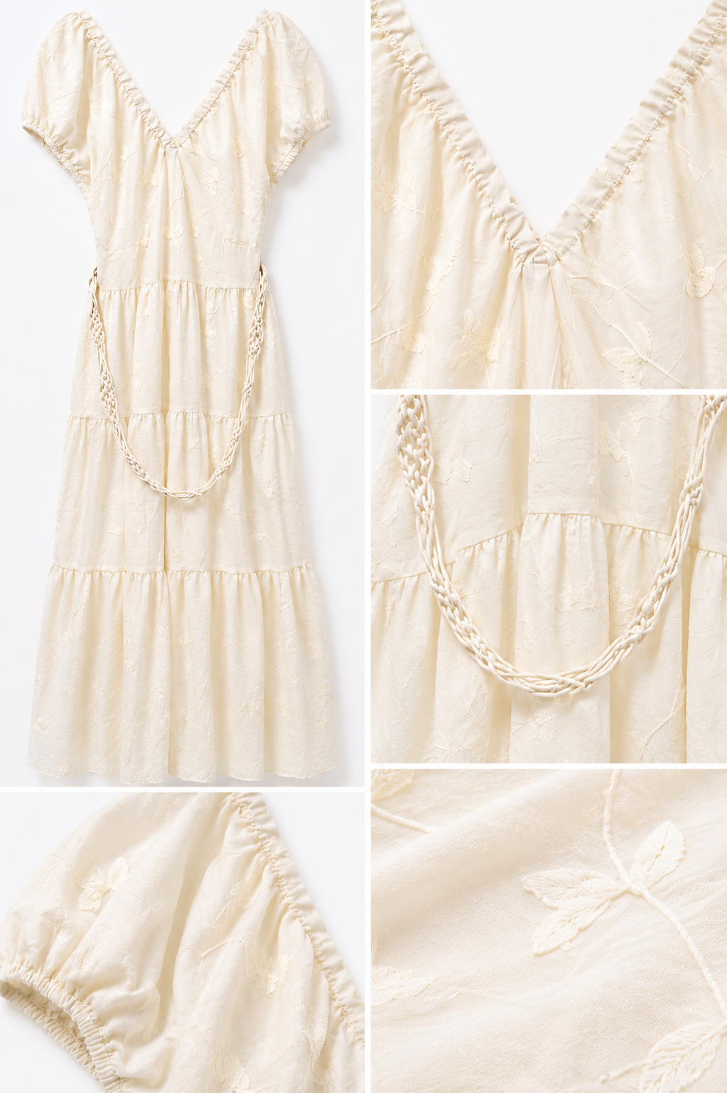 Robe longue ivoire brodée