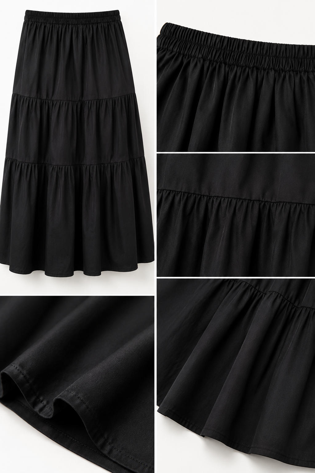 Black Tiered Maxi Skirt