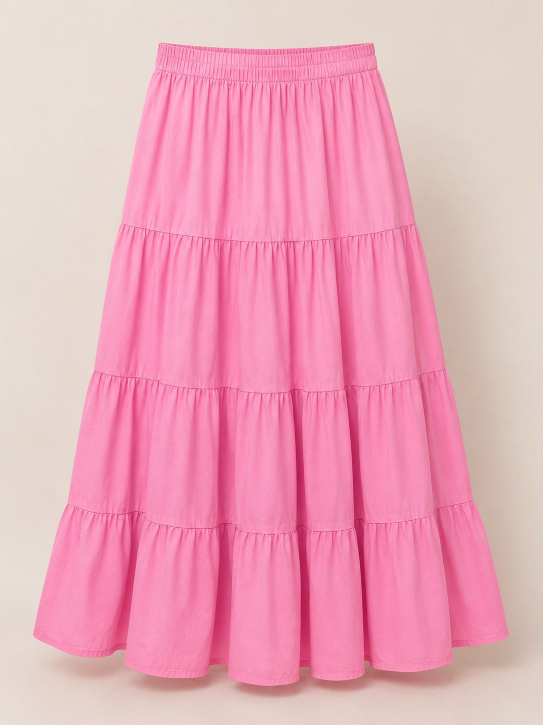Jupe longue étagée rose