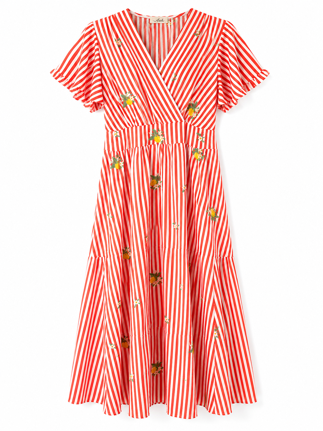 Robe midi rayée agrumes
