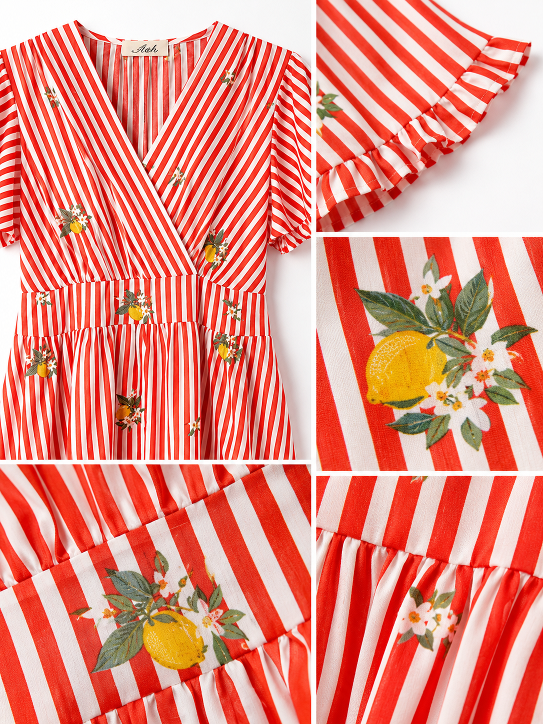Robe midi rayée agrumes
