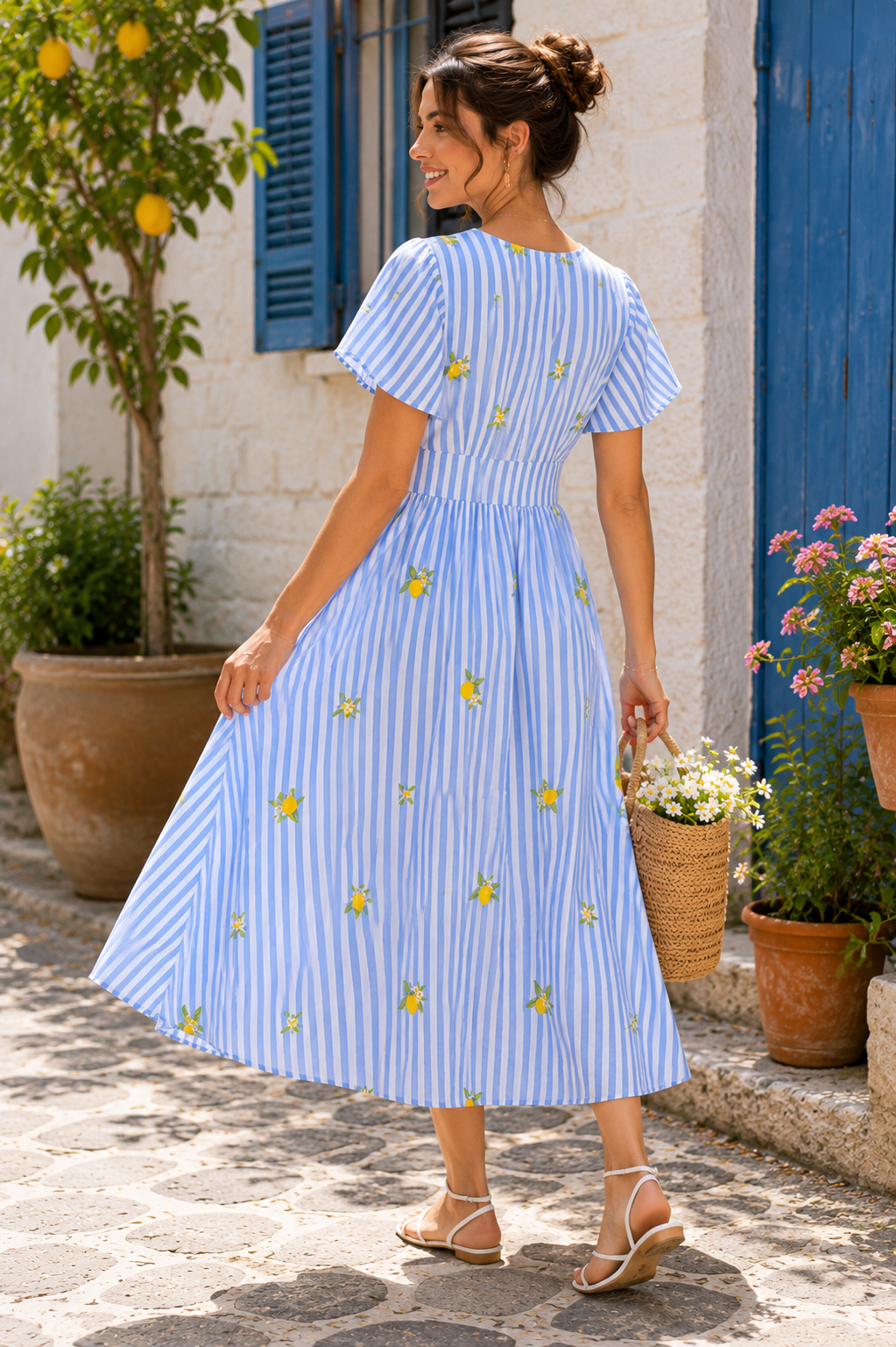 Zitronenbrise Midi-Kleid