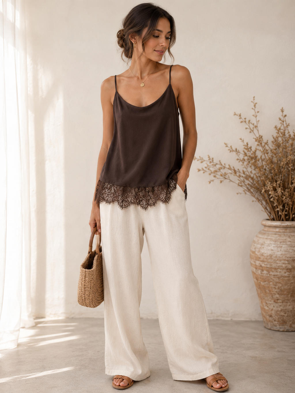 Mocha Lace Cami Top