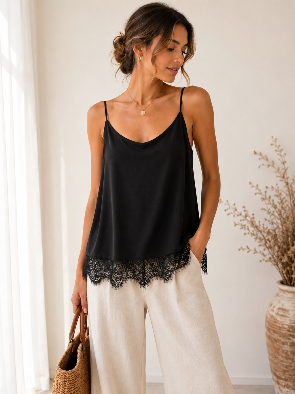 Noir Lace Cami Top