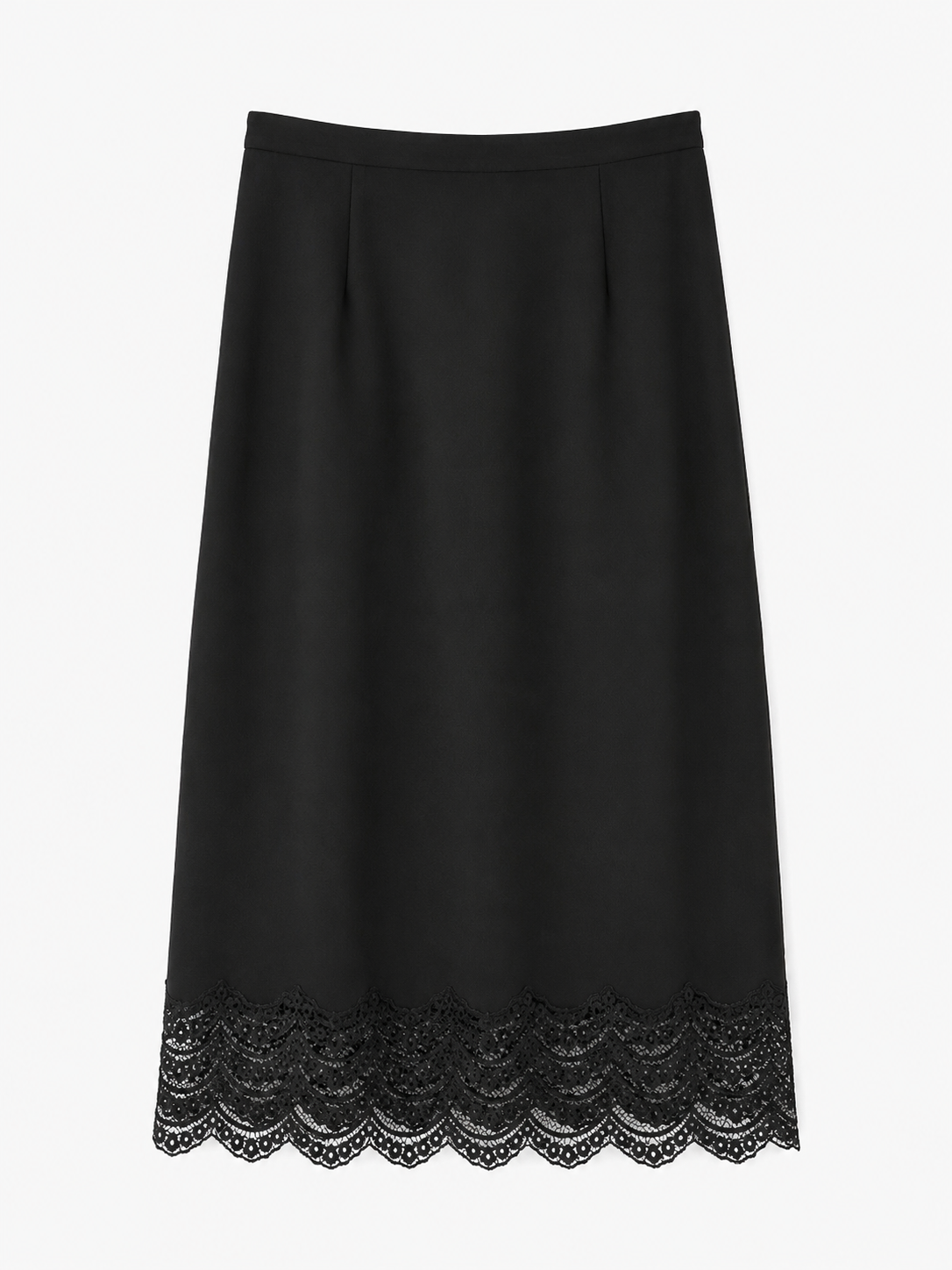 Jupe midi en dentelle noire