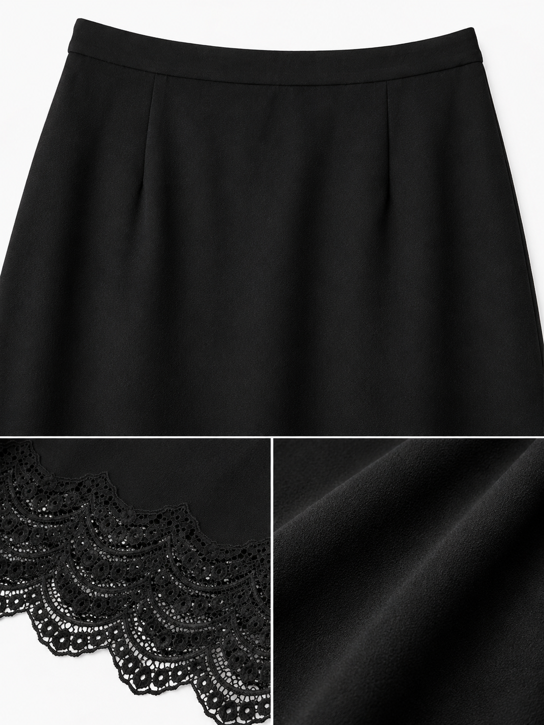 Jupe midi en dentelle noire