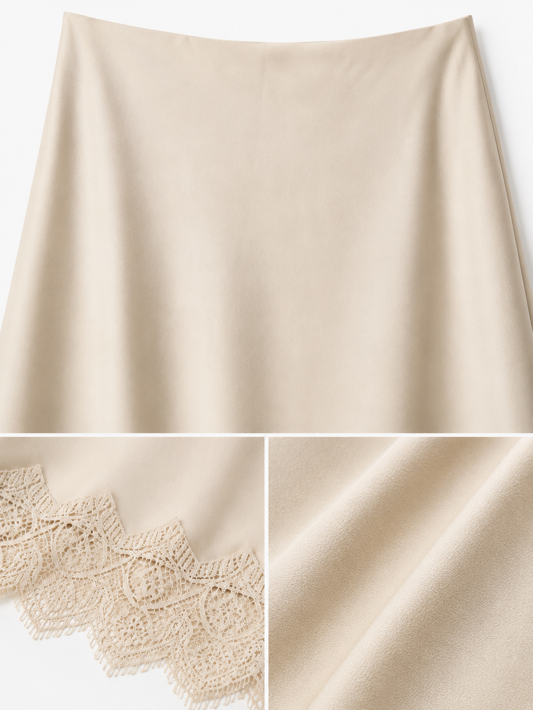 Jupe en satin de luxe avec dentelle