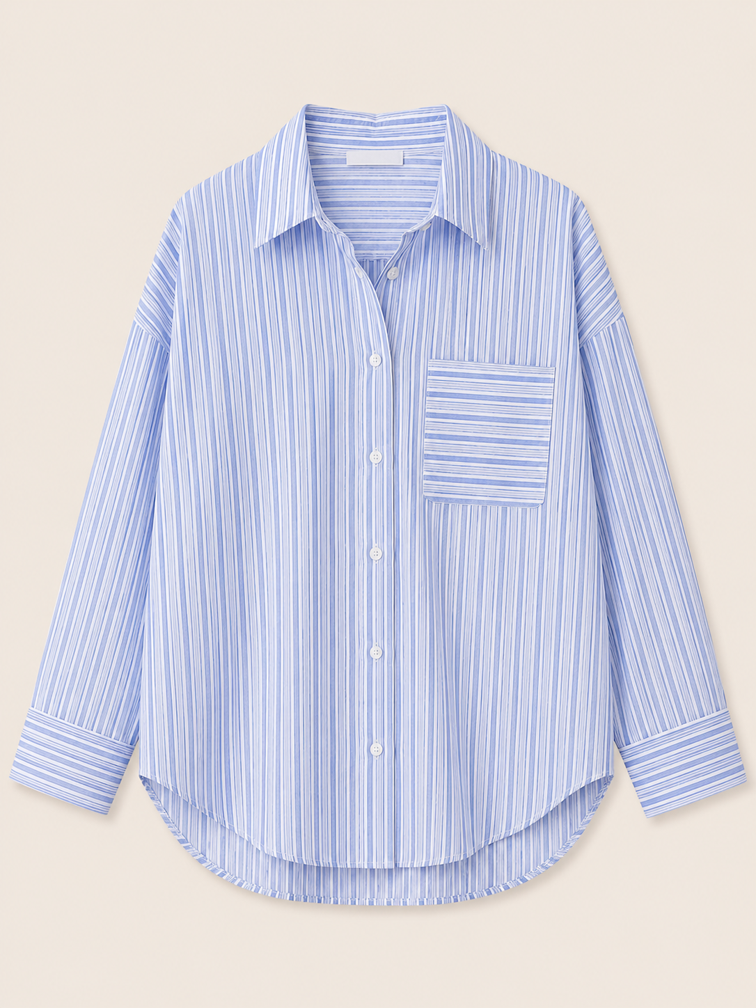 Chemise boutonnée surdimensionnée à rayures bleues