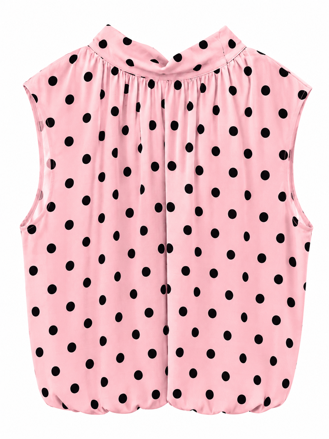 Chemisier rose à pois avec nœud, taille unique