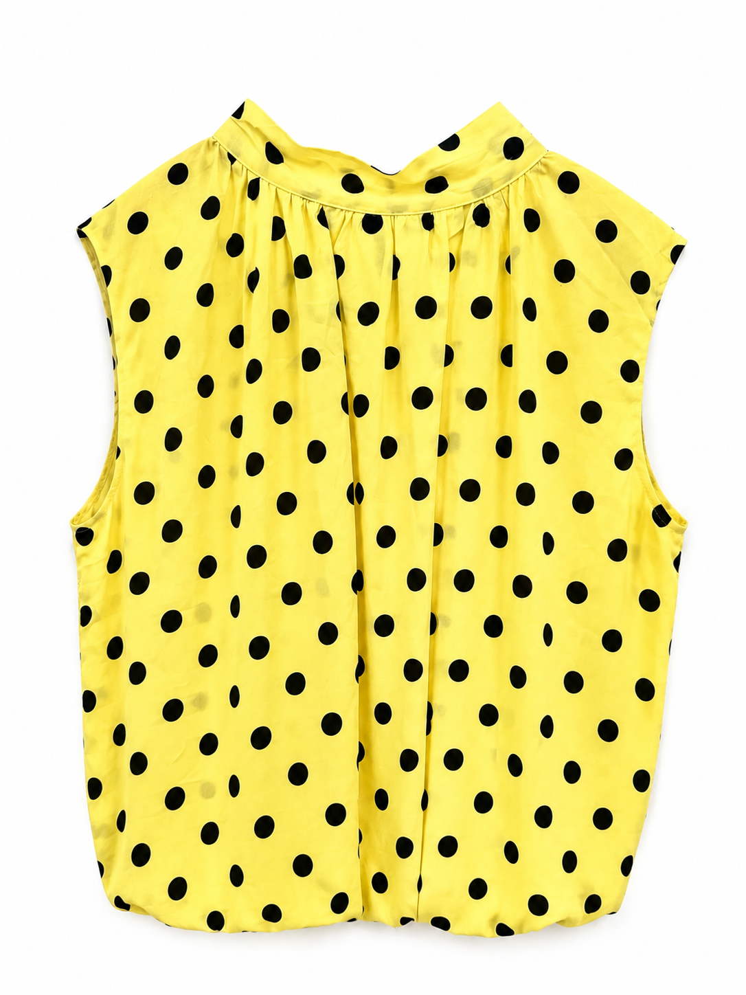 Blouse à nœud papillon à pois jaunes, taille unique