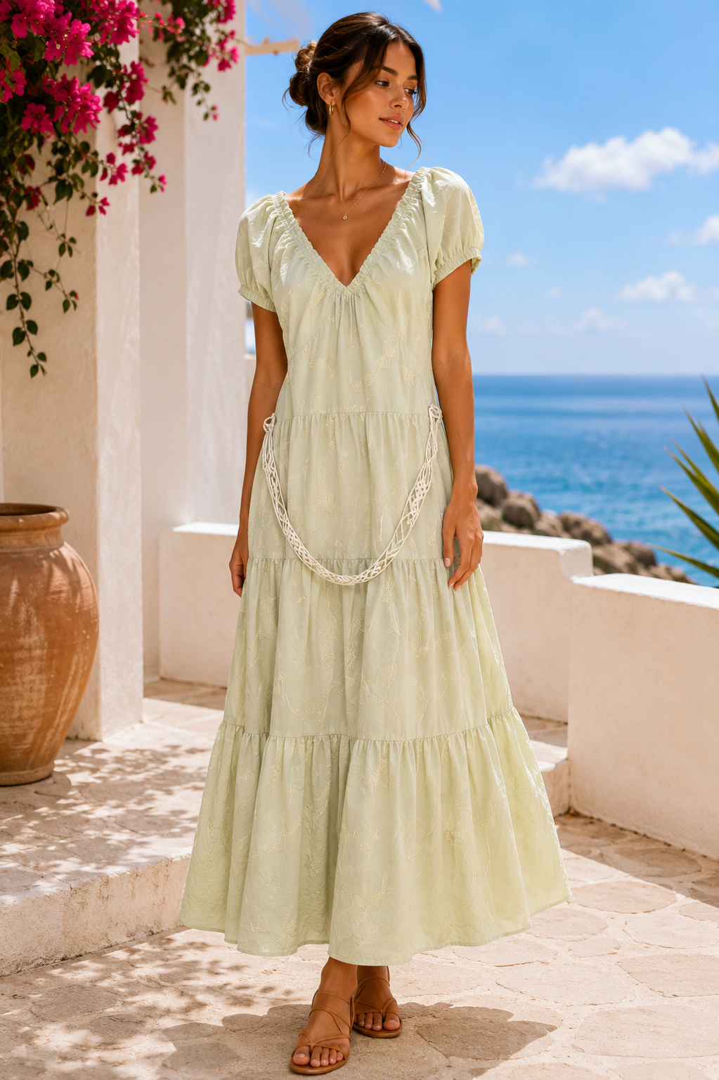 Luna Limetten-Midikleid