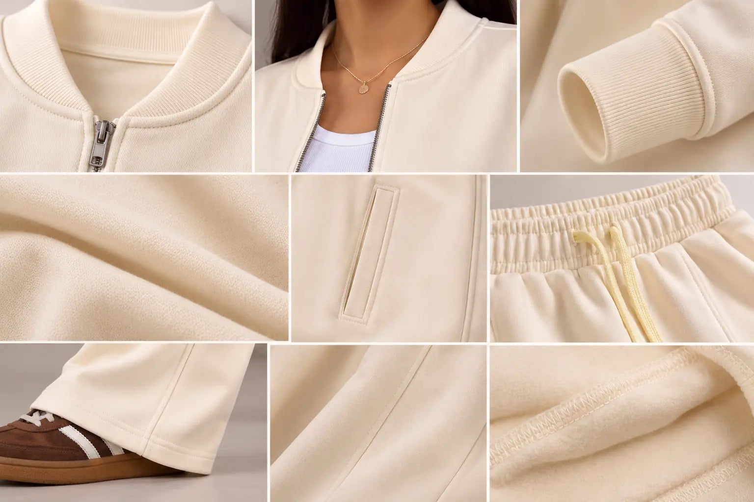 Beige Premium Cotton Tracksuit