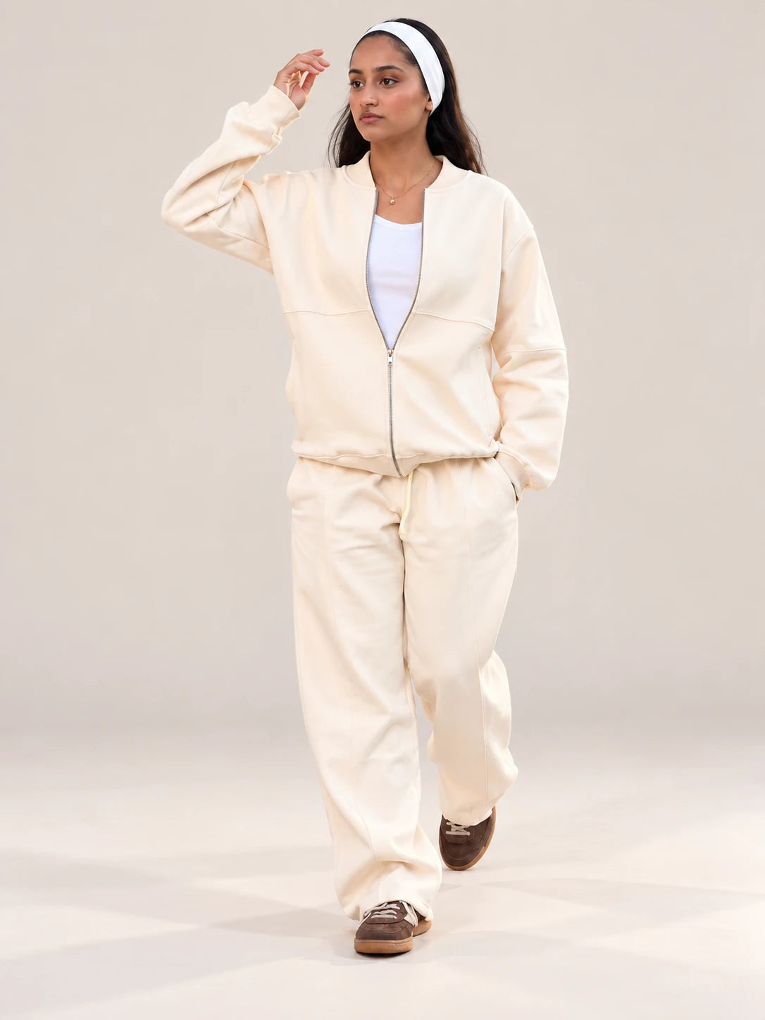 Beige Premium Cotton Tracksuit