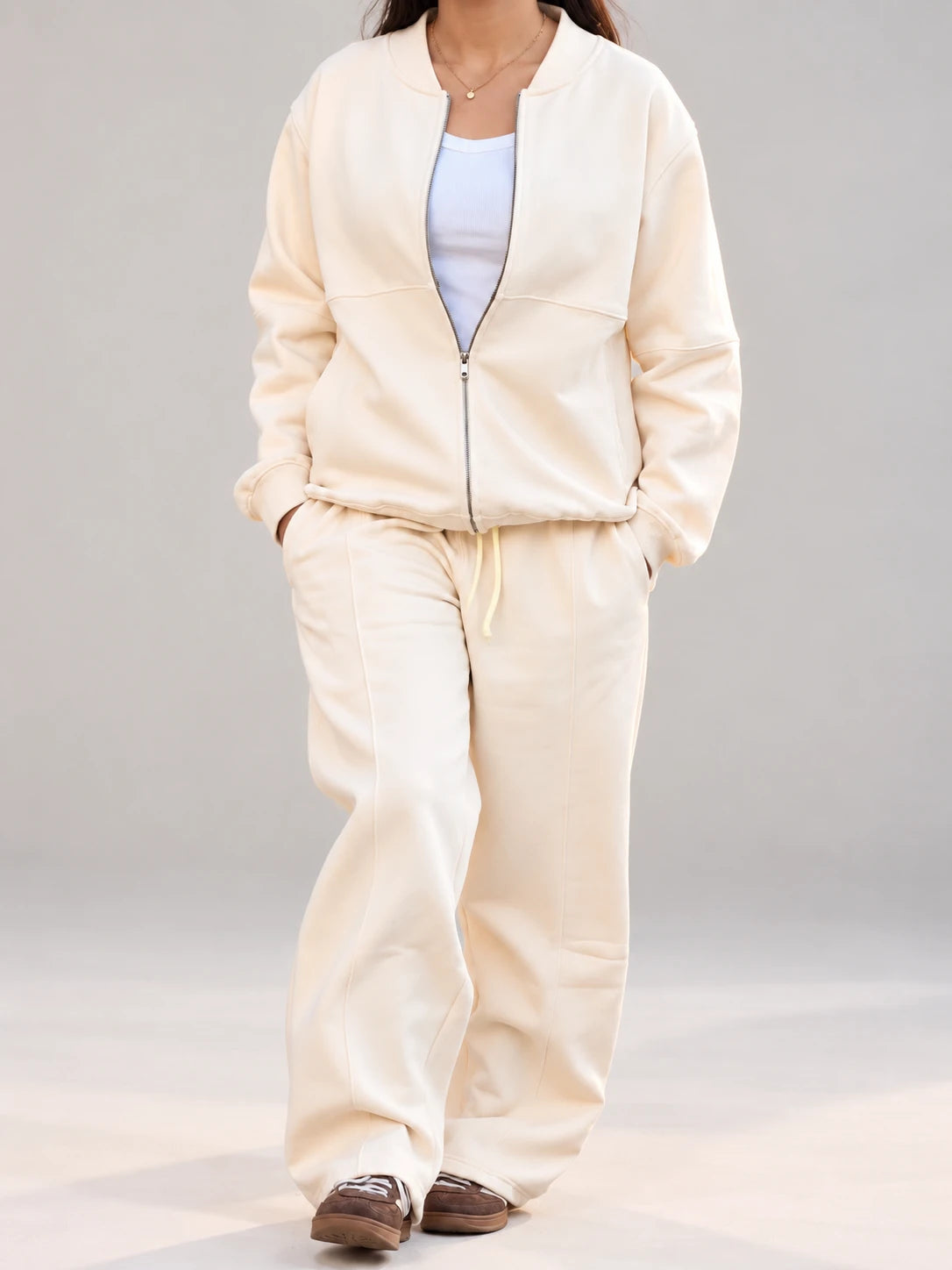 Beige Premium Cotton Tracksuit