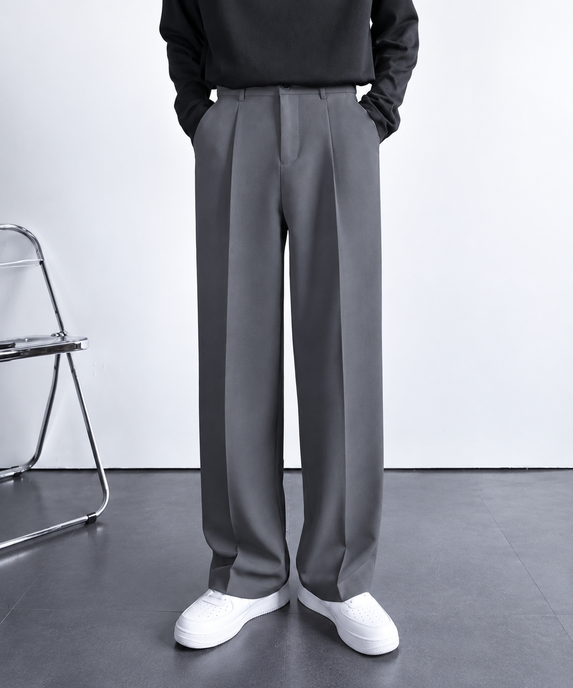 Wide Leg Pleated Korean Pants
