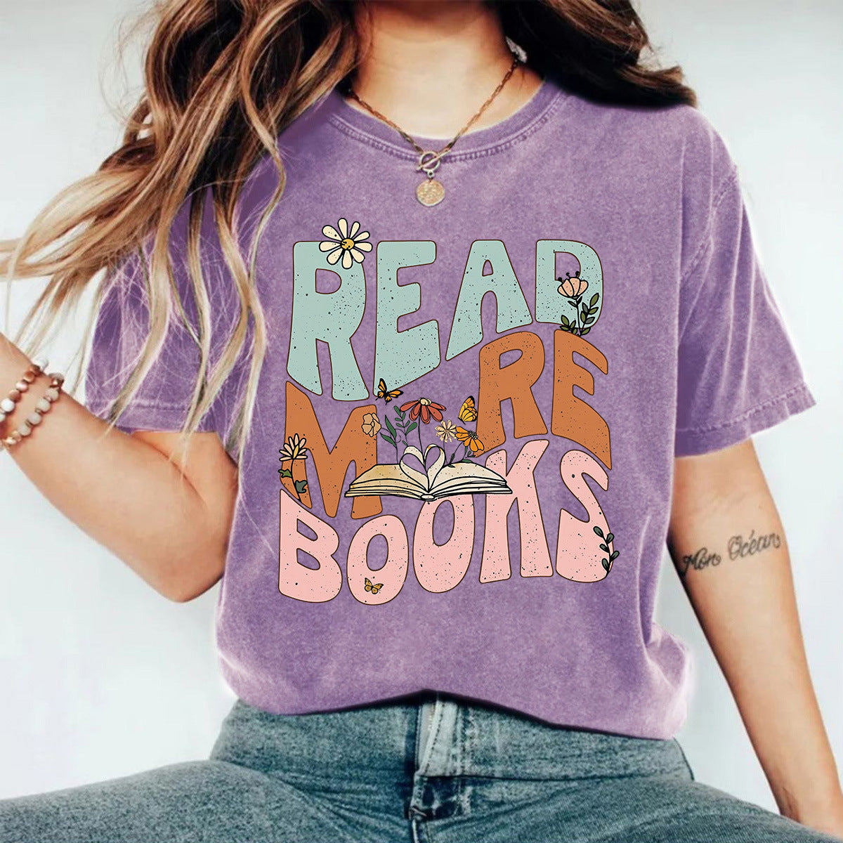 Acid Wash T-shirts with Read MRE BOOKS Printing