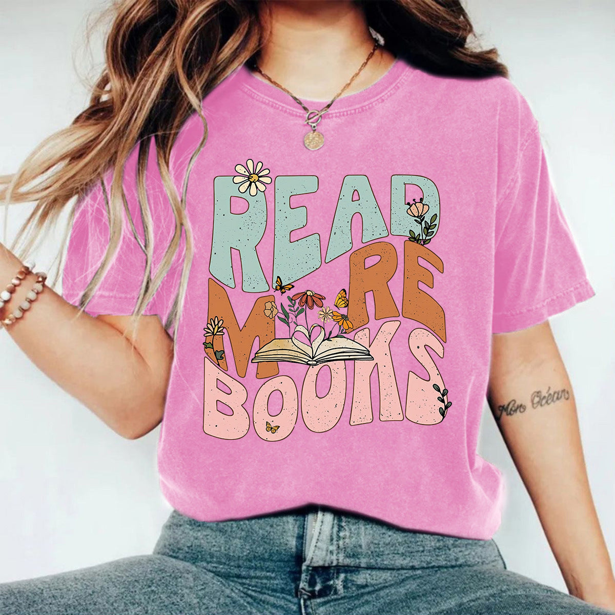 Acid Wash T-shirts with Read MRE BOOKS Printing