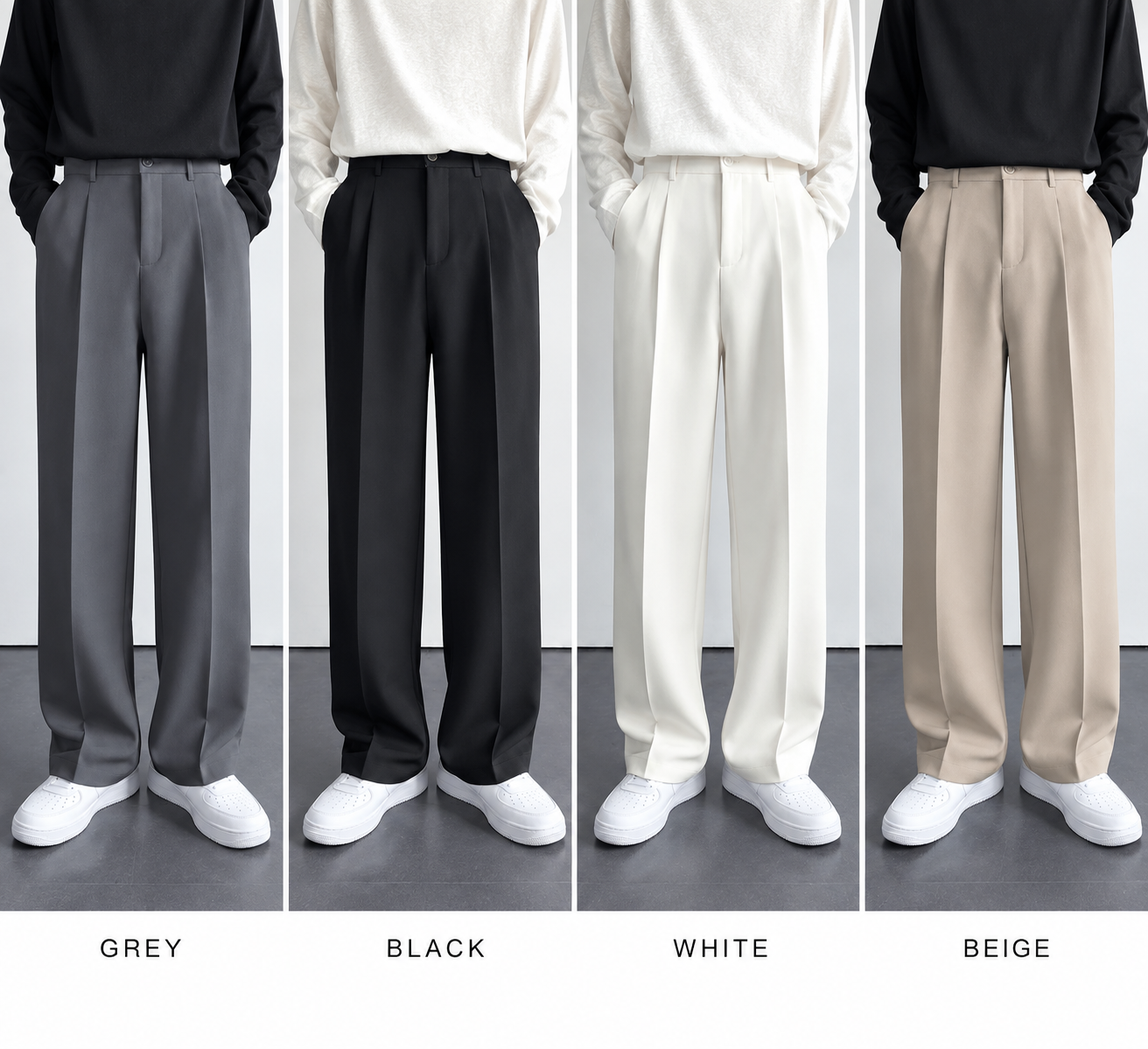 Wide Leg Pleated Korean Pants