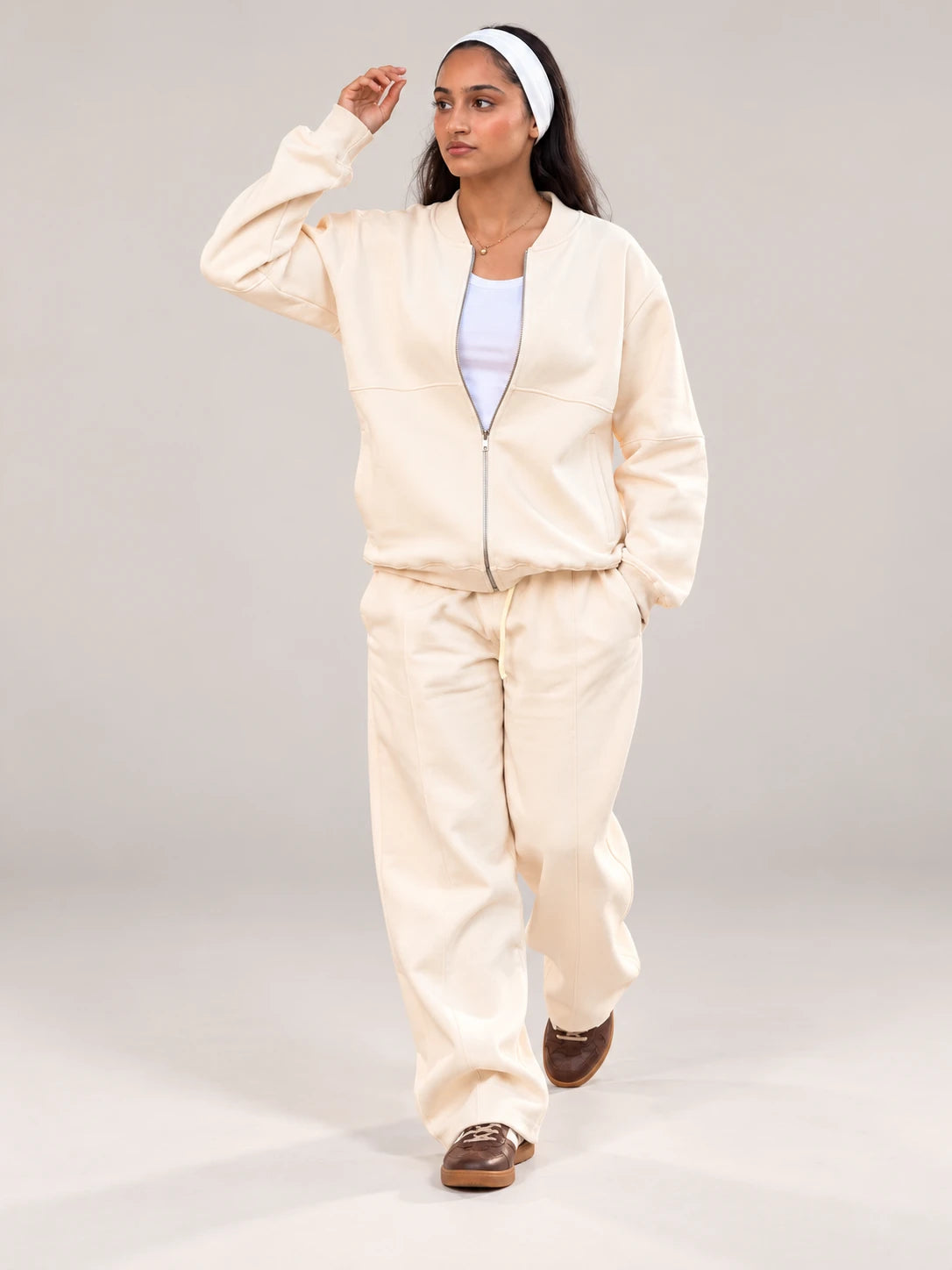 Beige Premium Cotton Tracksuit