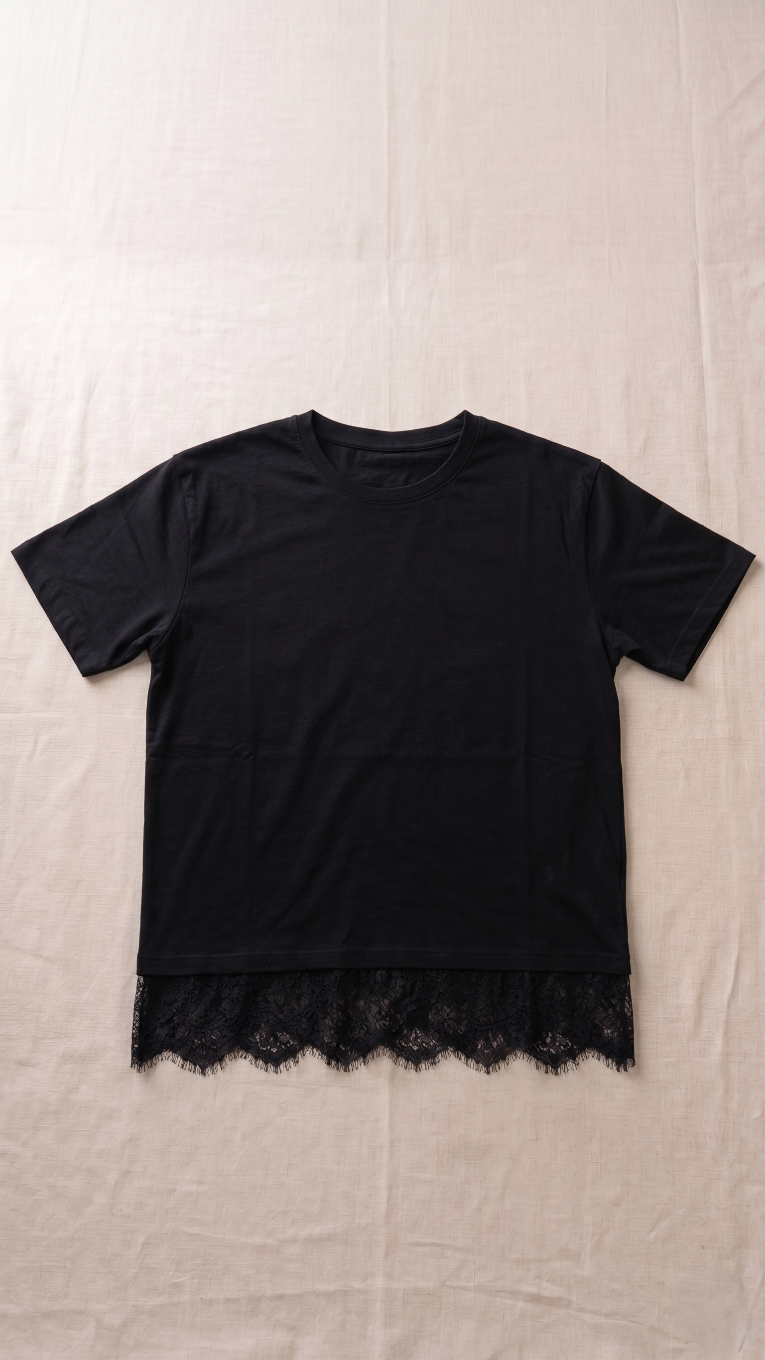 T-shirt noir avec détail en dentelle
