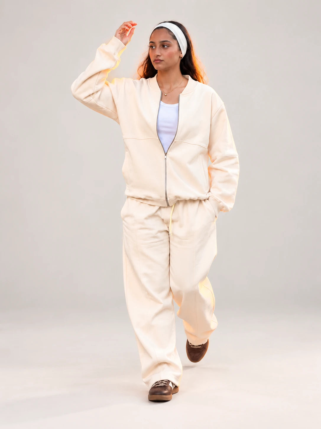 Beige Premium Cotton Tracksuit