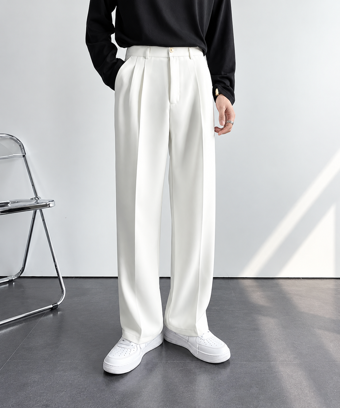 Wide Leg Pleated Korean Pants
