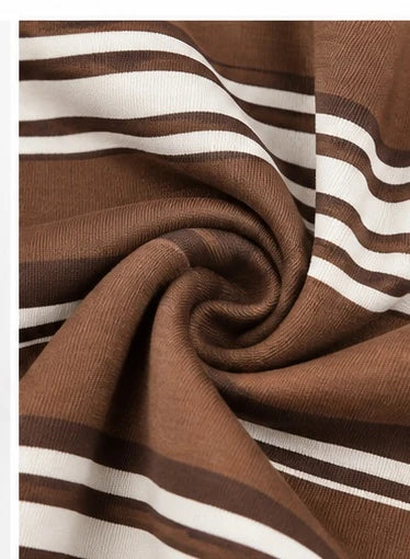 Polo molletonné à rayures marron et crème
