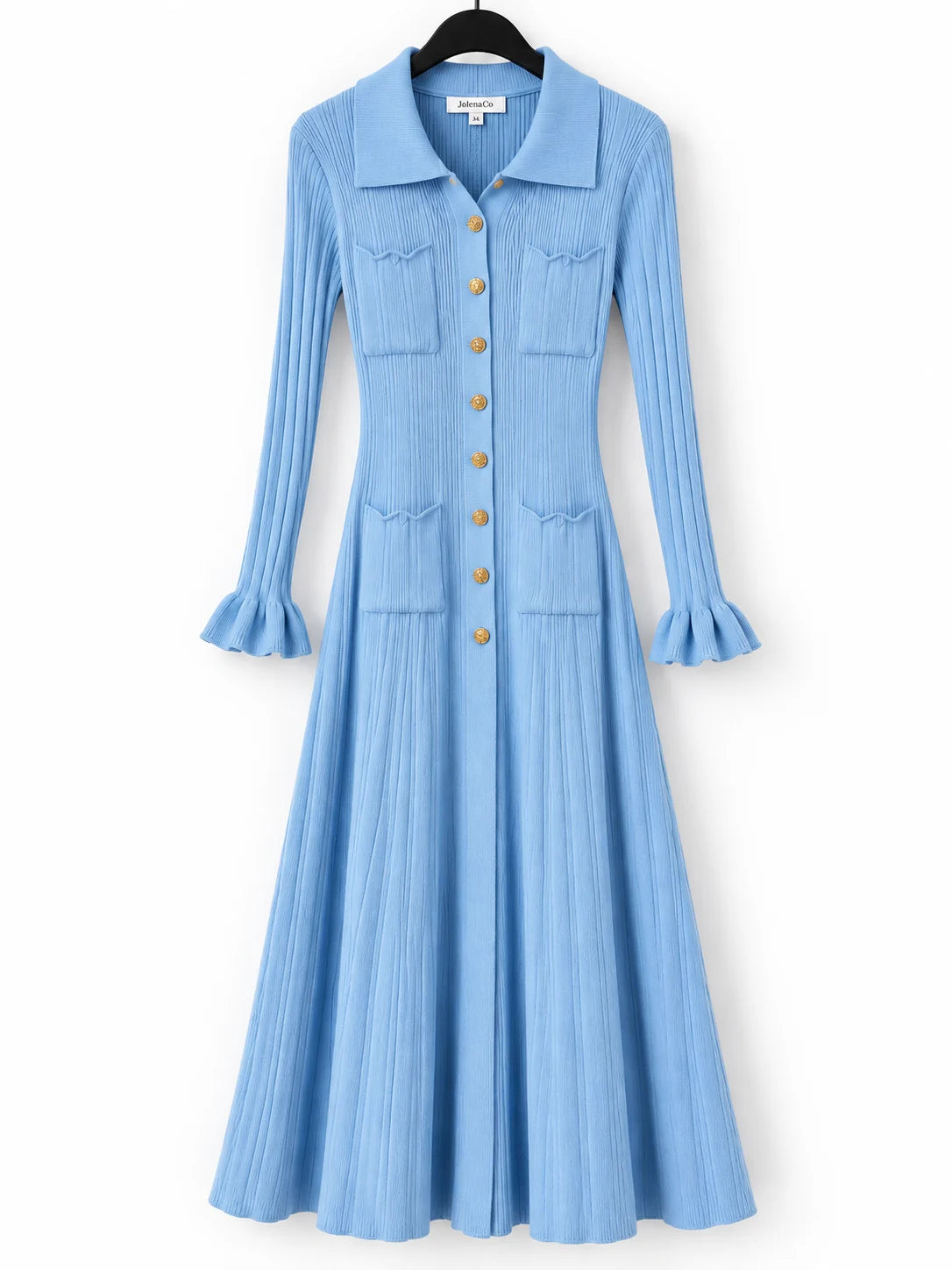 Robe chemise en maille côtelée